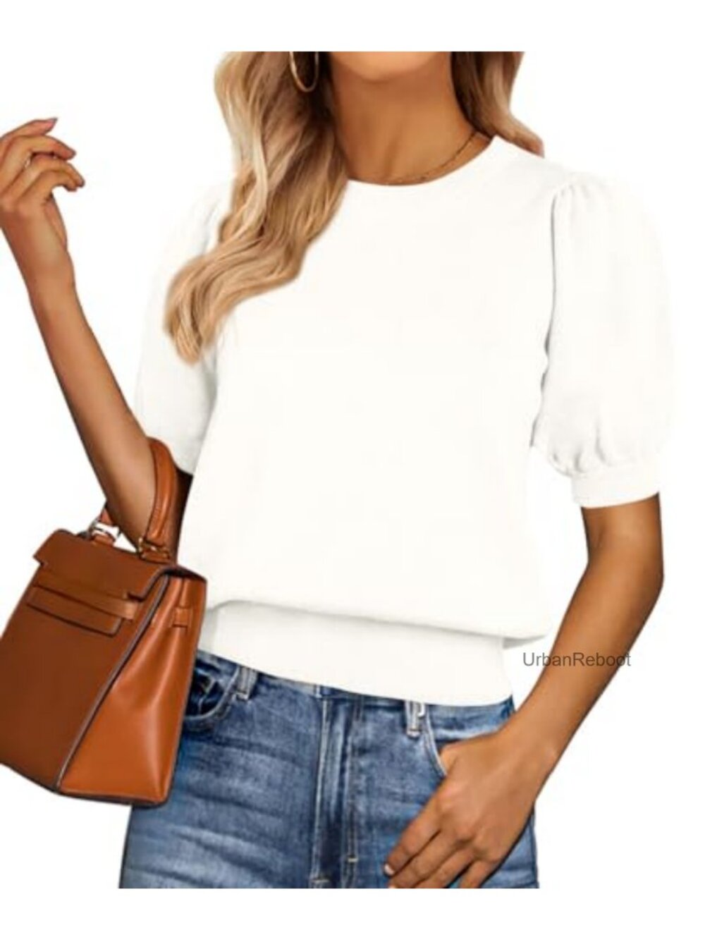Puff Short Sleeve Knit Sweater for Women: Soft, Dressy, Business Casual